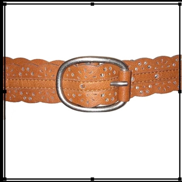 Relic Brown Leather Laser Cut Belt - Picture 2 of 5